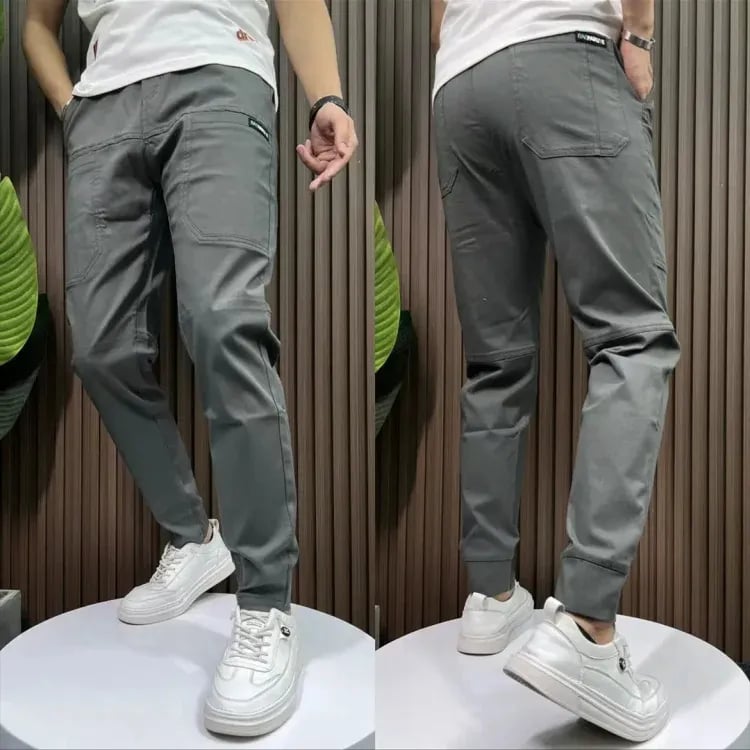 Férfi, nagy nyúlású, több zsebes Skinny Cargo nadrág