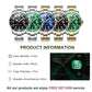 OLEVS GREEN WATER GHOST QUARTZ WATCH VÍZÁLLÓ LUXUS FÉRFI ÓRA