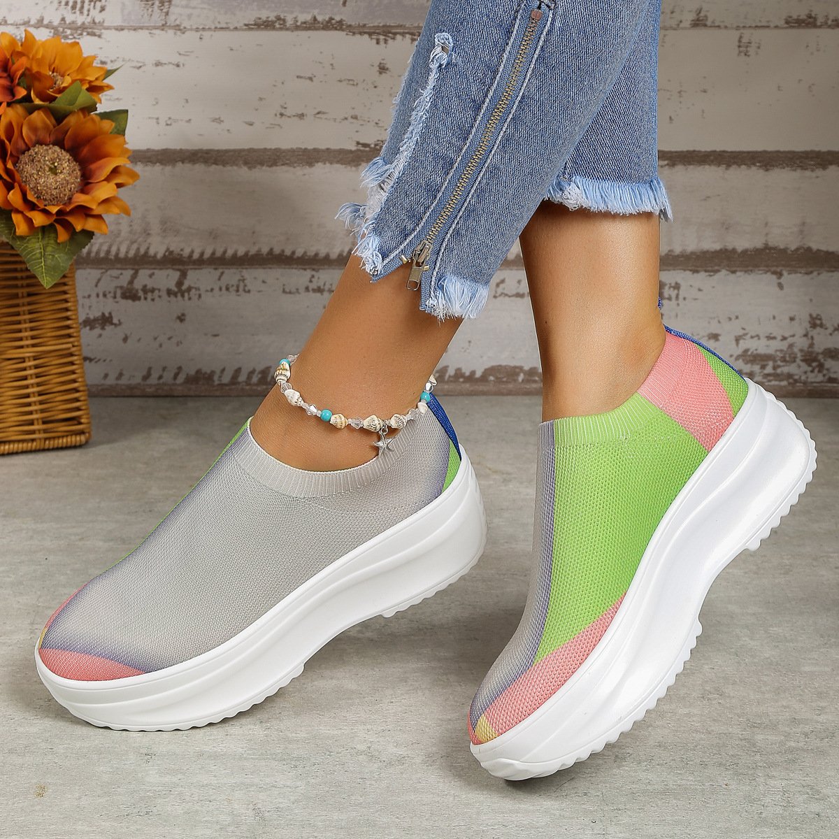 NŐI ORTOPÉD CSIZMÁK NADRÁG hajlítástámogató RAKTÁROK - FASHION COLORBLOCK ZOKNI CIPŐ