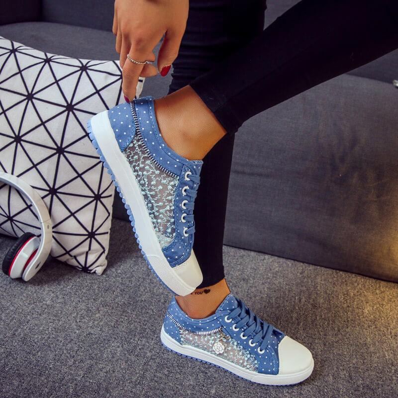 2022-es új, lélegző női, alkalmi divatos, fűzős cipők a mindennapokra